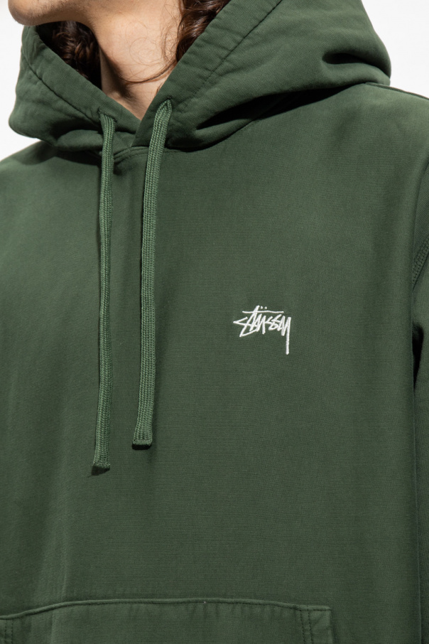 Dark green stussy store hoodie